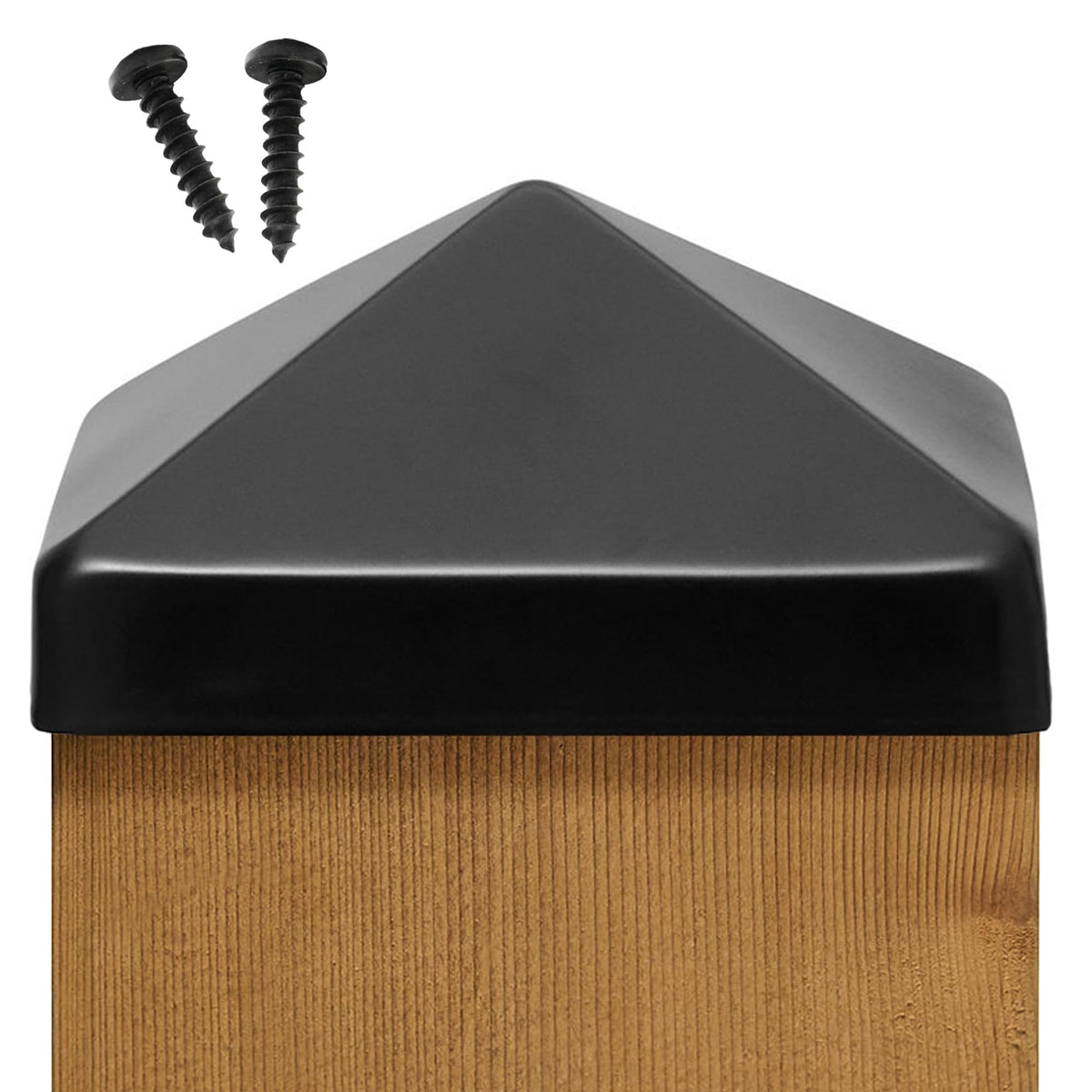 Captiva 6x6 pyramid post cap in stainless steel for rustproof post protection.