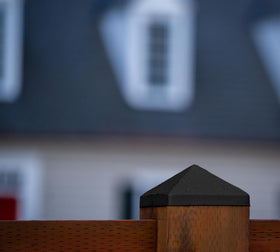 Captiva extended lip pyramid post cap provides snug fit and added stability.