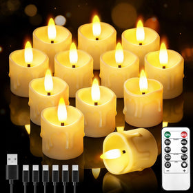 CAQUIRU rechargeable flameless candle with remote timer for safe ambiance.