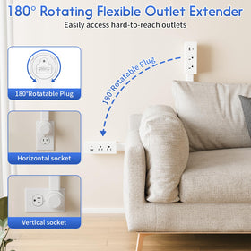 CaraveLOVE rotating head enables vertical or horizontal outlet access.