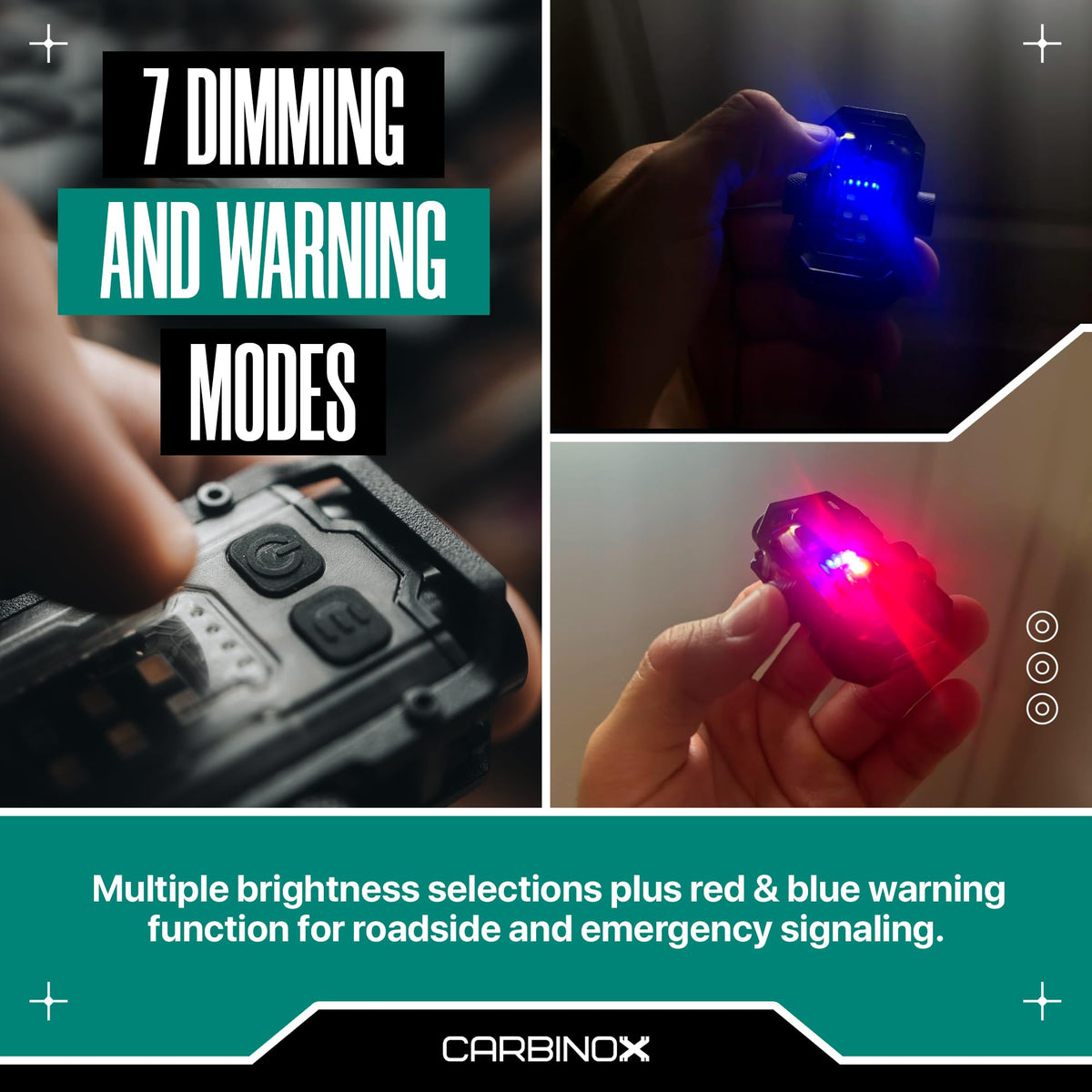 CARBINOX Flashlight Mini red-blue warning mode for signaling