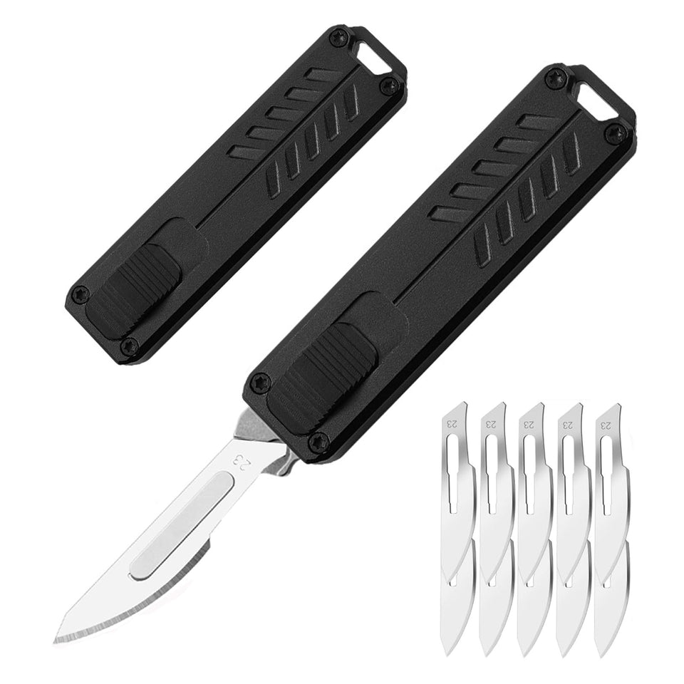 Caressolove auto retractable knife closed blade for safe daily carry