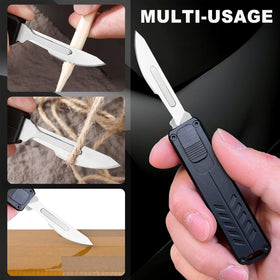 Caressolove push-button pocket knife ready for quick one-handed use