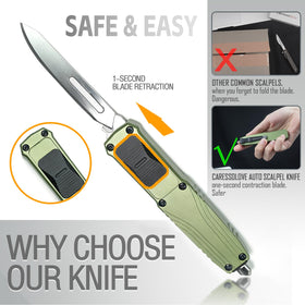 Caressolove rail-lock safety system provides secure blade retention.