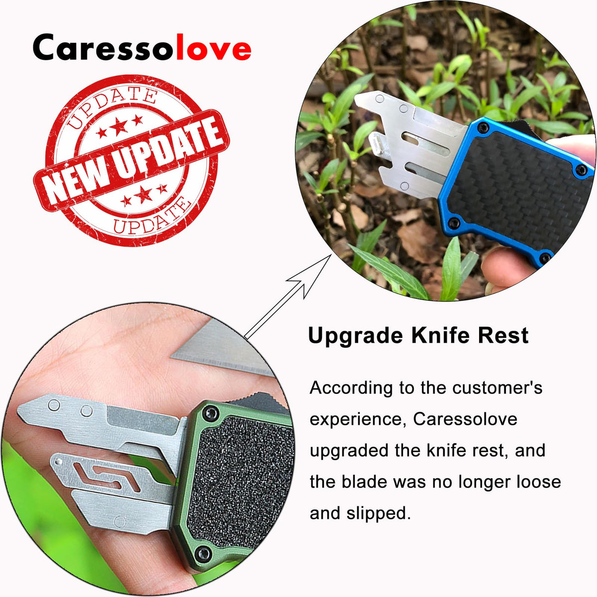 Caressolove retractable box cutter side view for quick, safe opening