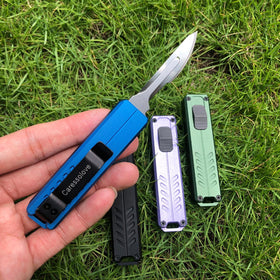 Caressolove safety retractable box cutter in action, crisp deployment and secure retraction