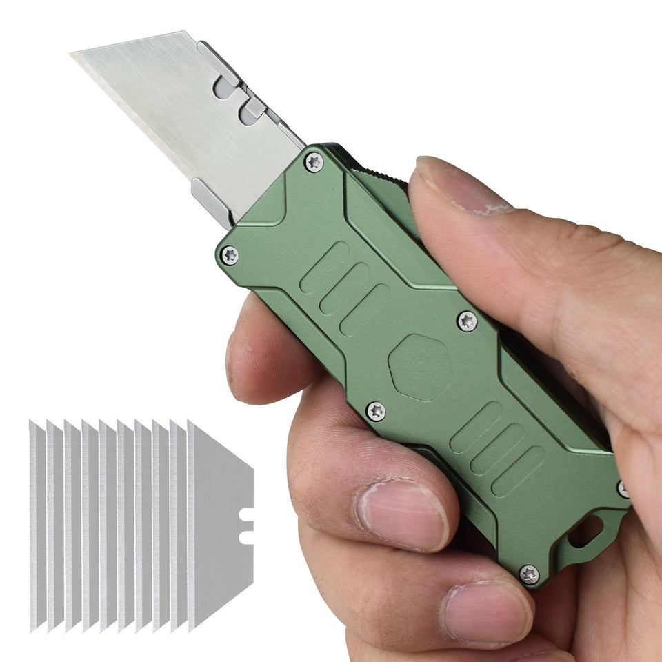 Caressolove Switch Blades Knife with push button deployment for fast cuts.