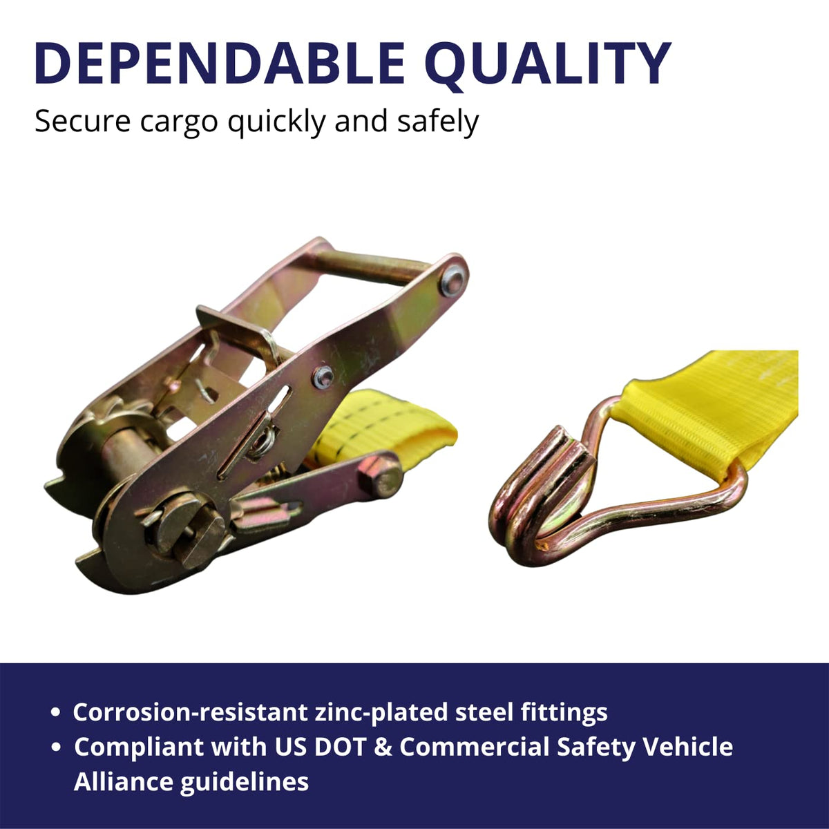 Cargo Control polyester webbing resists UV and abrasion for lasting use