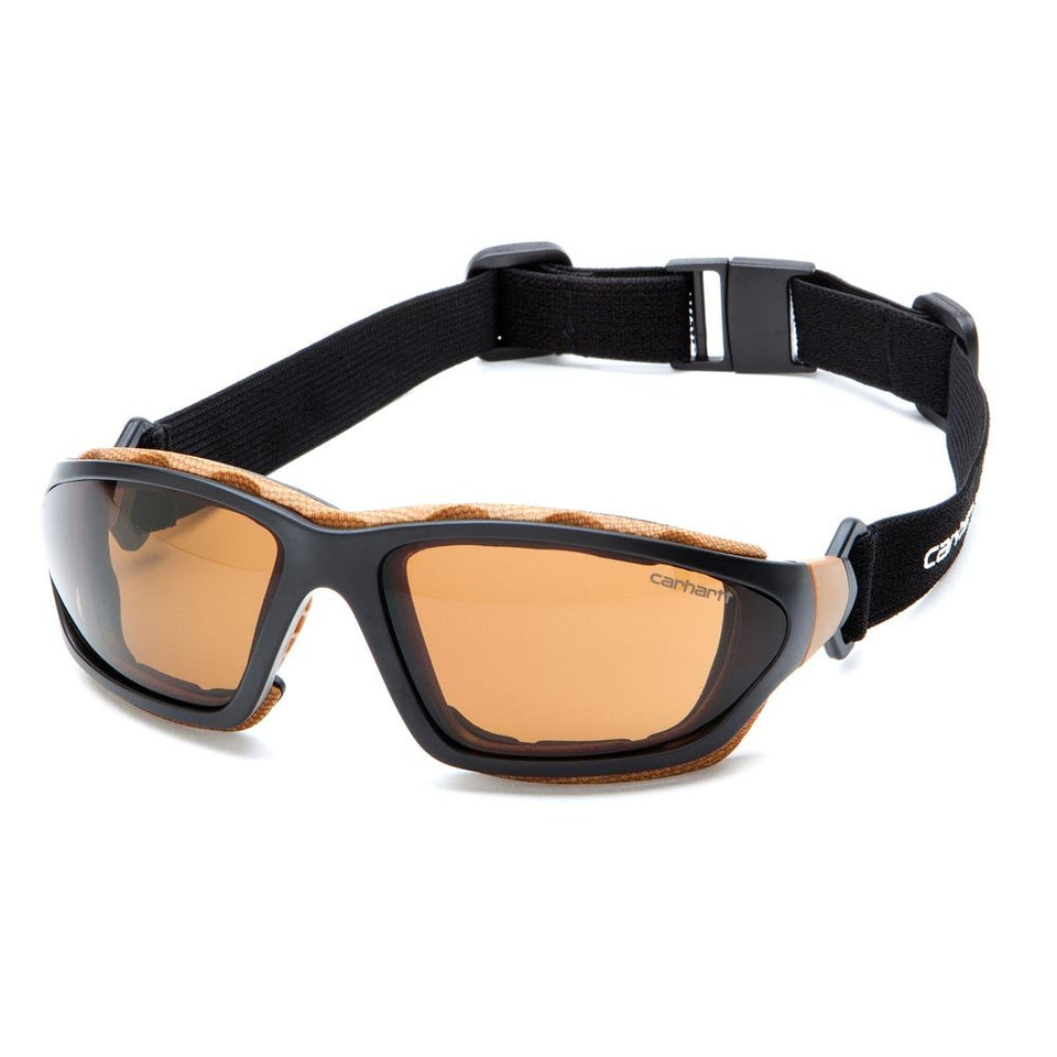 Carhartt Carthage sandstone bronze anti-fog lens offers clear vision and UV protection