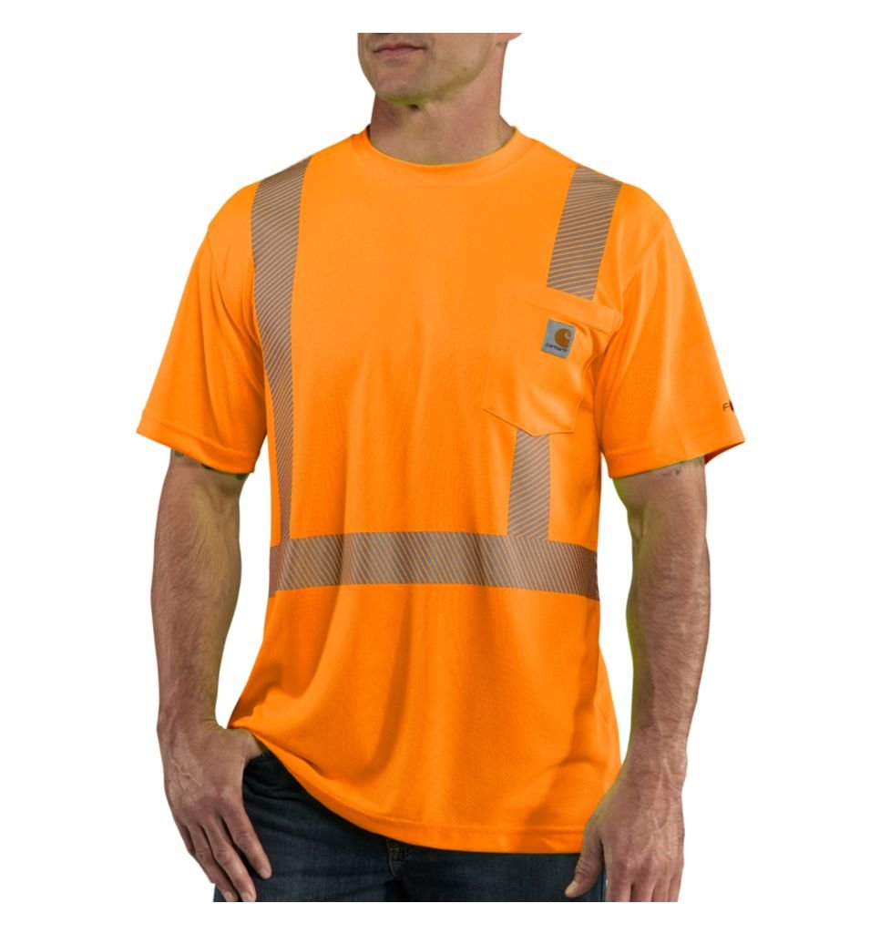Carhartt HV Force Relaxed Class 2 T-Shirt front view for high visibility and moisture-wicking comfort