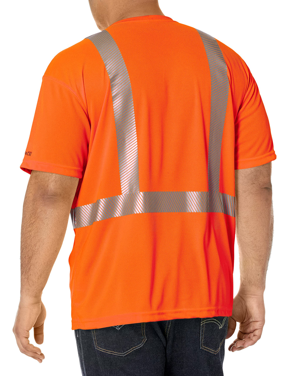 Carhartt HV Force pocket detail showing utility pocket and breathable fabric