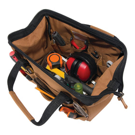 Carhartt Onsite Tool Bag showing dual handles and shoulder strap for carry