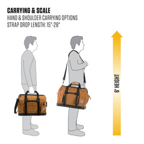 Carhartt Onsite Tool Bag Duravax bottom resists abrasion in tough jobsite conditions