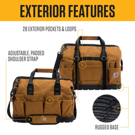 Carhartt Onsite Tool Bag interior pockets highlighting organized storage for tools