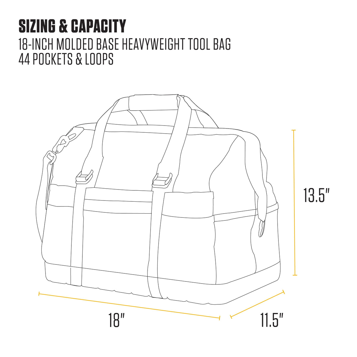 Carhartt Onsite Tool Bag outer-pocket layout enables quick access to essentials