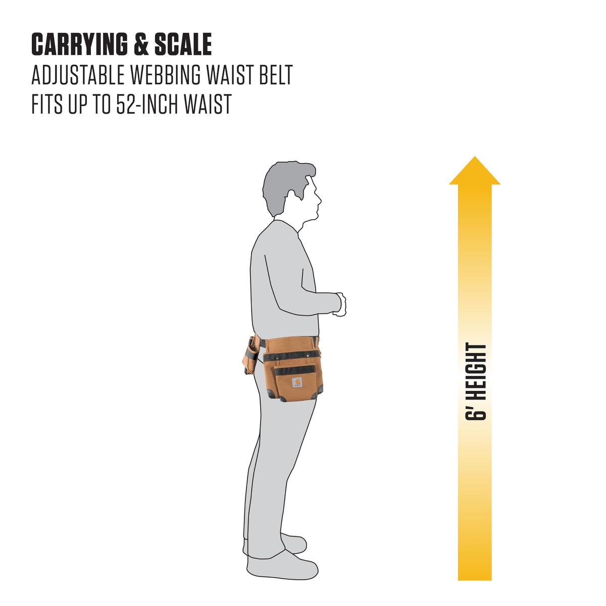 Carhartt padded tool belt metal hammer hook for quick hammer access.