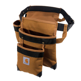 Carhartt padded tool belt pocket layout for easy tool organization.