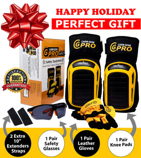 CARIB GEAR PRO complete safety kit includes knee pads, gloves, and glasses.