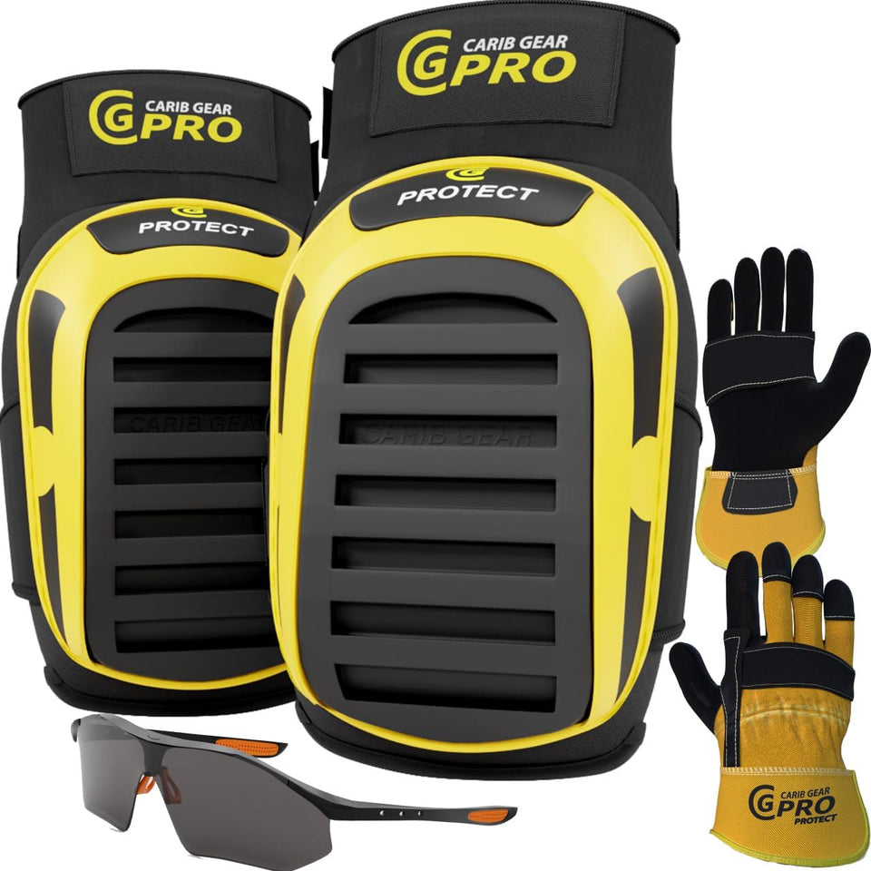 CARIB GEAR PRO knee pads front view with anti-slip straps for stable support.