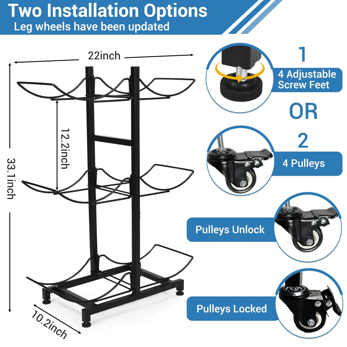 CAROD rack in a kitchen or office setup for organized water storage.