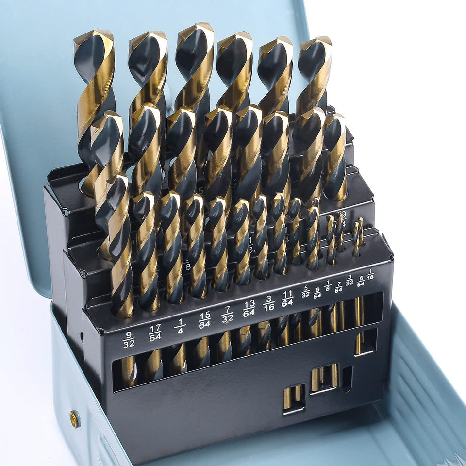 CaRoller 29-piece drill bit set for versatile metal, wood, and plastic projects