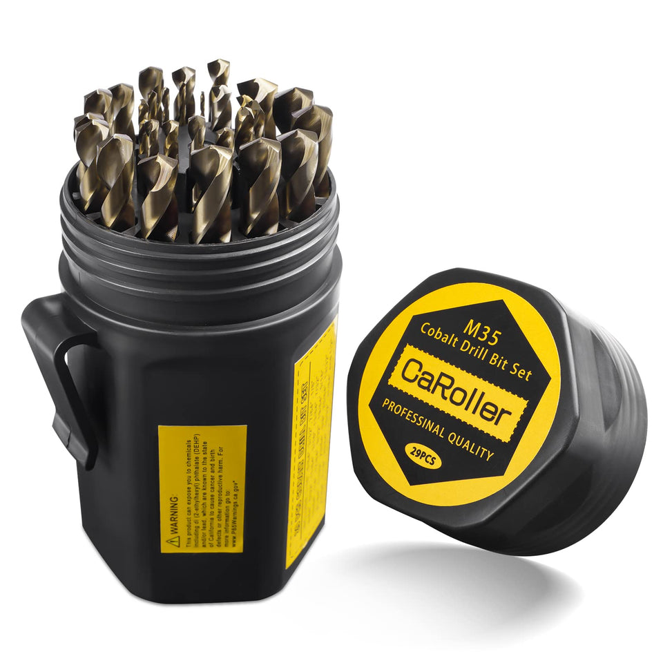 CaRoller cobalt drill bit set case keeps bits organized for quick access.