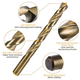 CaRoller cobalt drill bits with amber coating offer wear resistance during tough cuts.