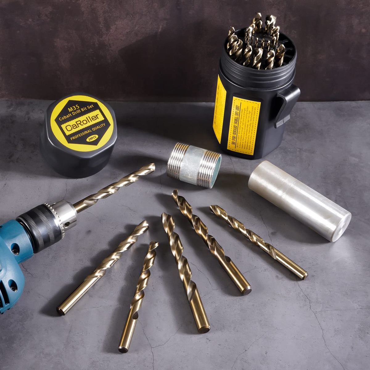 CaRoller drill bit set in use demonstrates versatile performance on various materials.