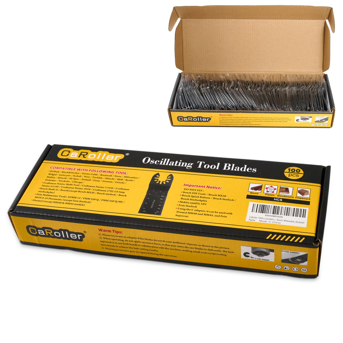 CaRoller tool kit with blades for quick setup and reuse