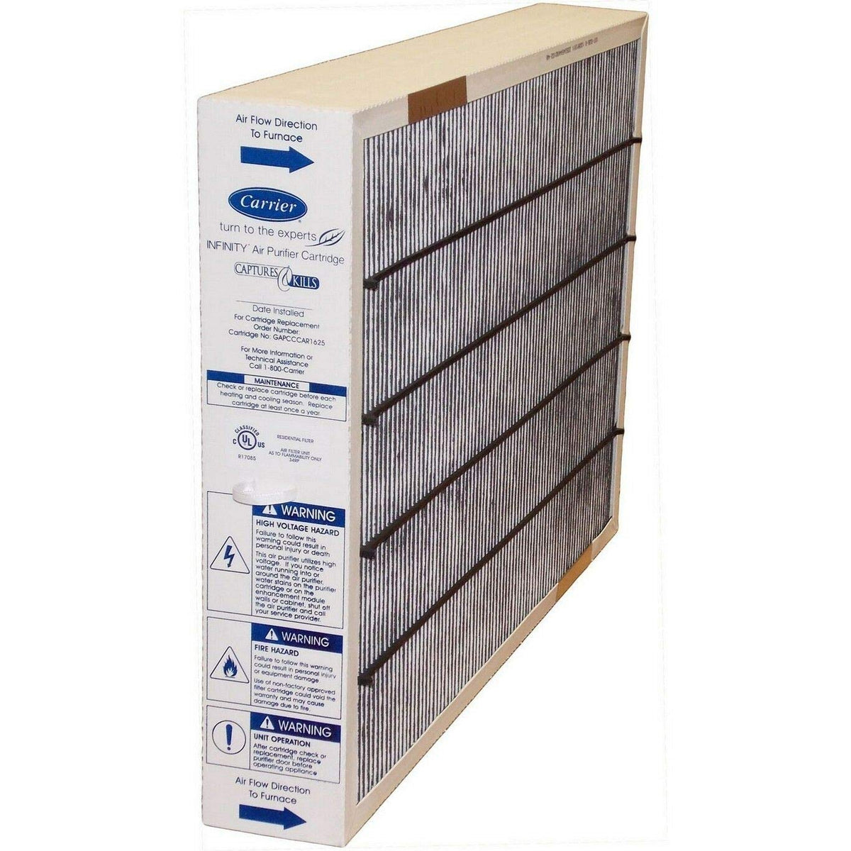 Carrier GAPCCCAR1625 filter reduces dust and allergens for cleaner indoor air