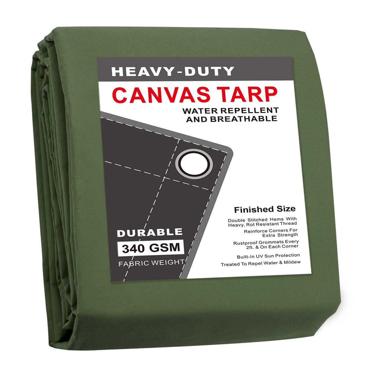 CARTMAN 10x12 canvas tarp setup with secure tie-downs for reliable coverage.