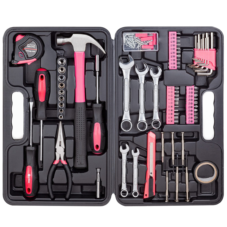 Cartman 148-piece tool set in pink case for complete home projects
