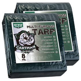 CARTMAN 2-pack finished tarp 10x12 ft in green for outdoor shelter