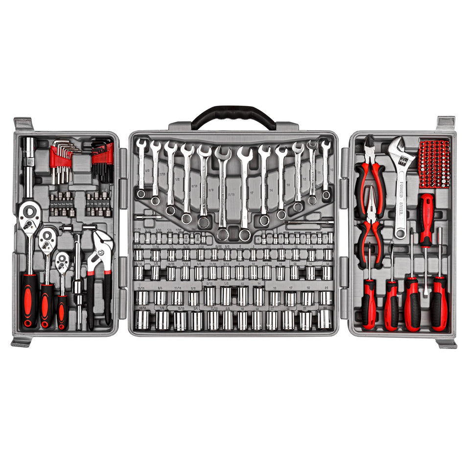 Cartman 205-piece ratchet wrench set in case for home repairs