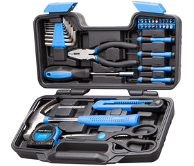 CARTMAN 39-piece tool set in blue case, ready for home repairs.