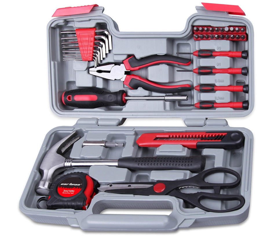 Cartman 39-piece tool set case organized for quick home repairs
