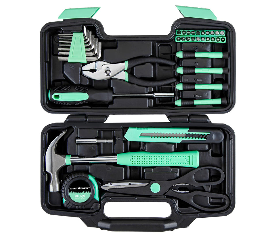 Cartman 39-piece tool set featuring the hammer for quick home repairs.