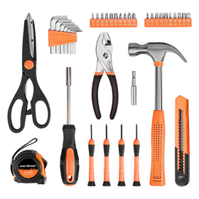 Screwdrivers and tape measure featured in CARTMAN tool set for small projects.