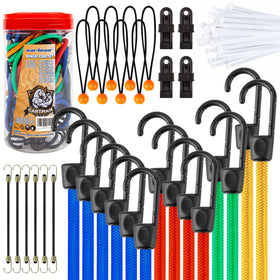 Cartman bungee cords assortment in jar for easy storage and quick access