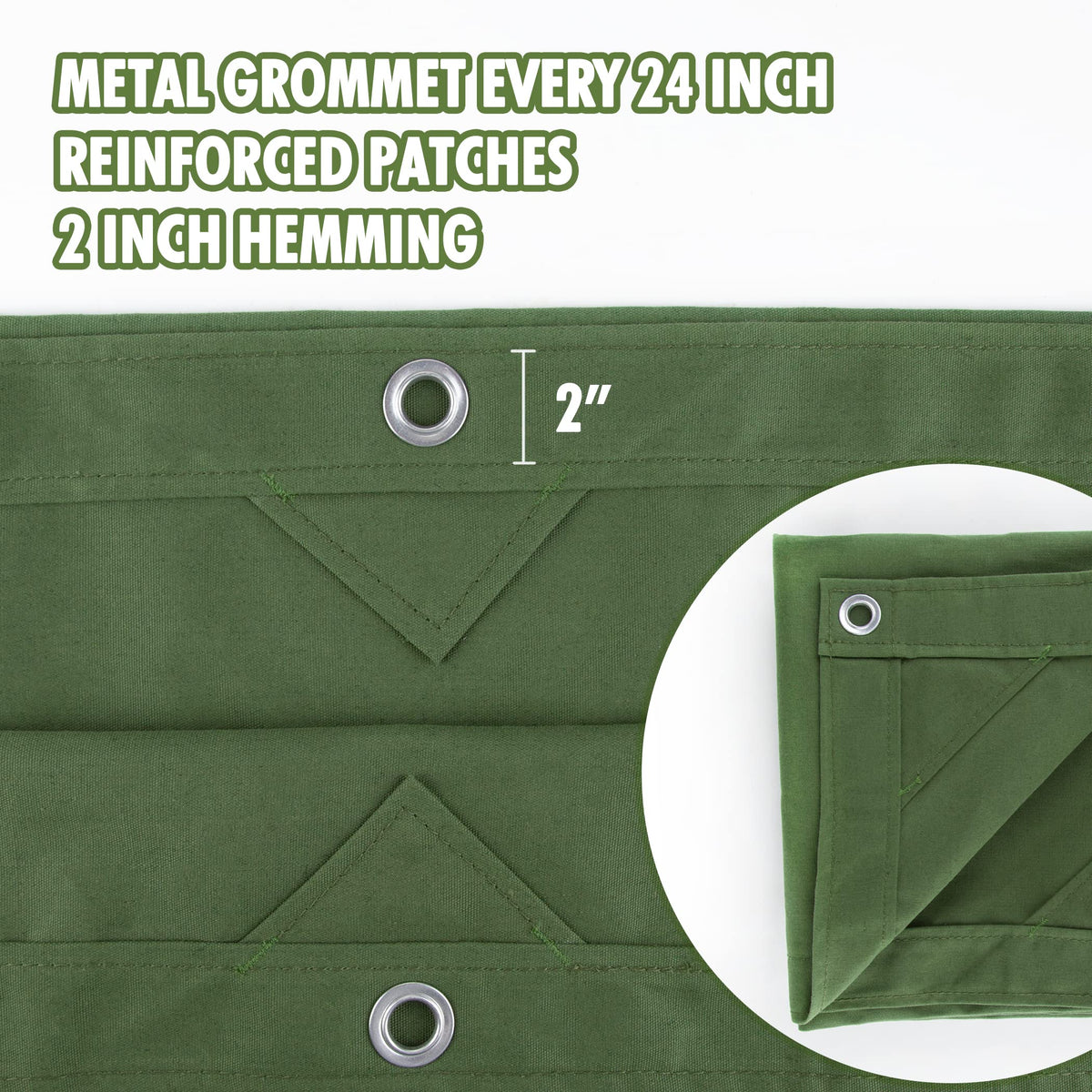 CARTMAN tarp close-up shows aluminum rustproof grommets for durable outdoor anchoring.