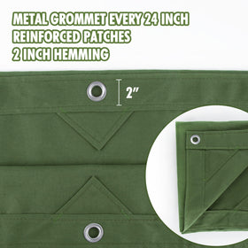 CARTMAN tarp close-up shows aluminum rustproof grommets for durable outdoor anchoring.