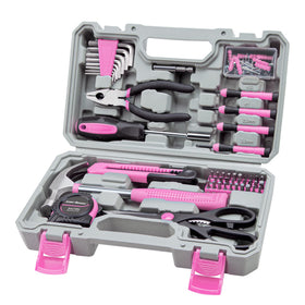 CARTMAN home tool set in light pink with organized storage case for DIY projects.