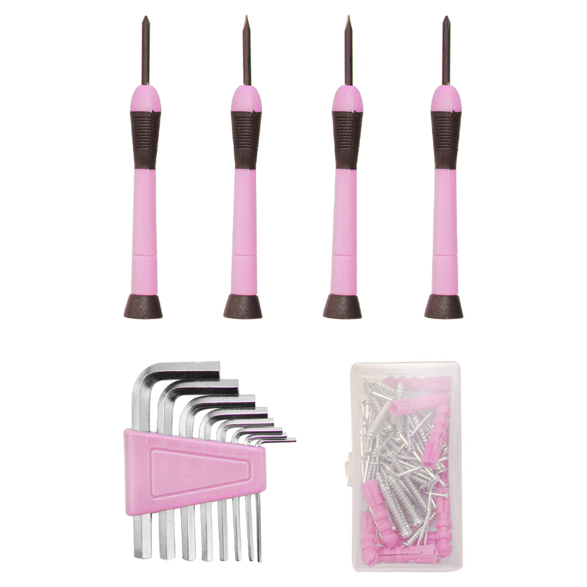 CARTMAN light pink tool kit with a sturdy carrying handle for portability.
