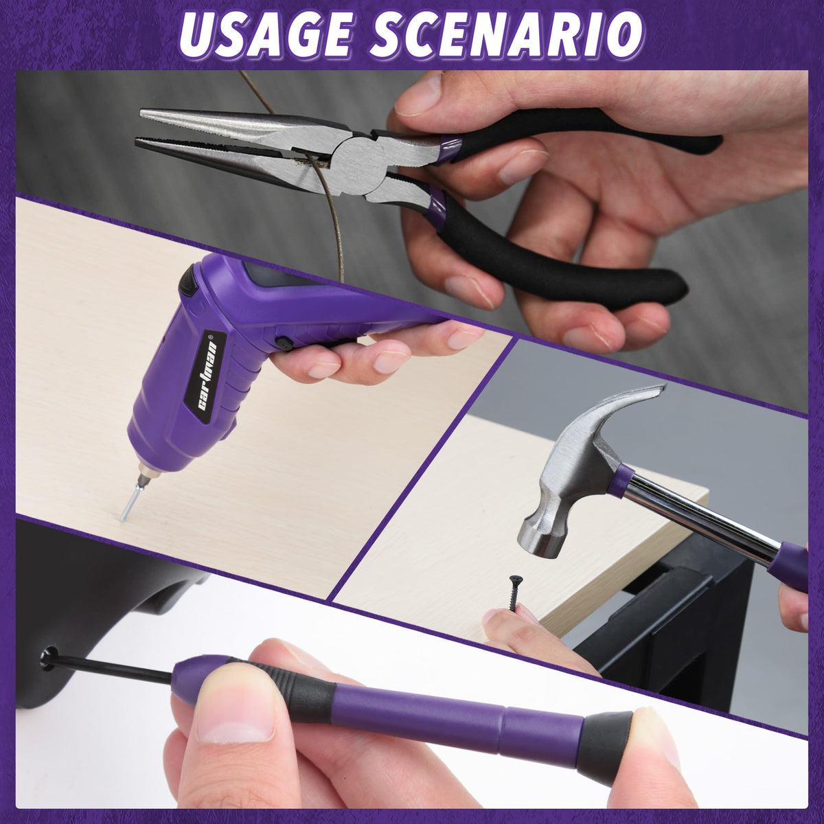 Cartman case with molded slots helps fast tool retrieval.