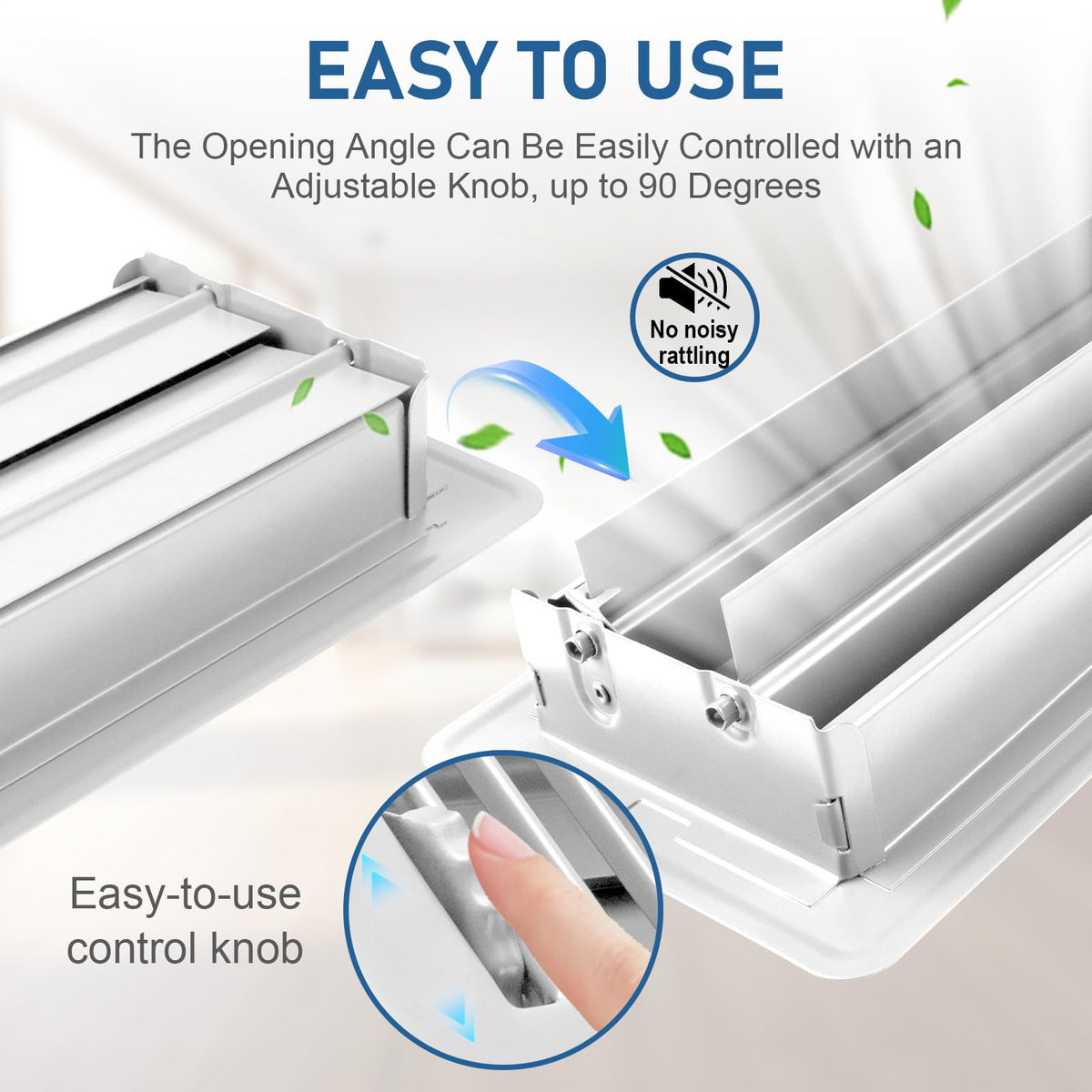 CASAJOY 4x10 inch duct opening fit; minimalist white design blends with decor.