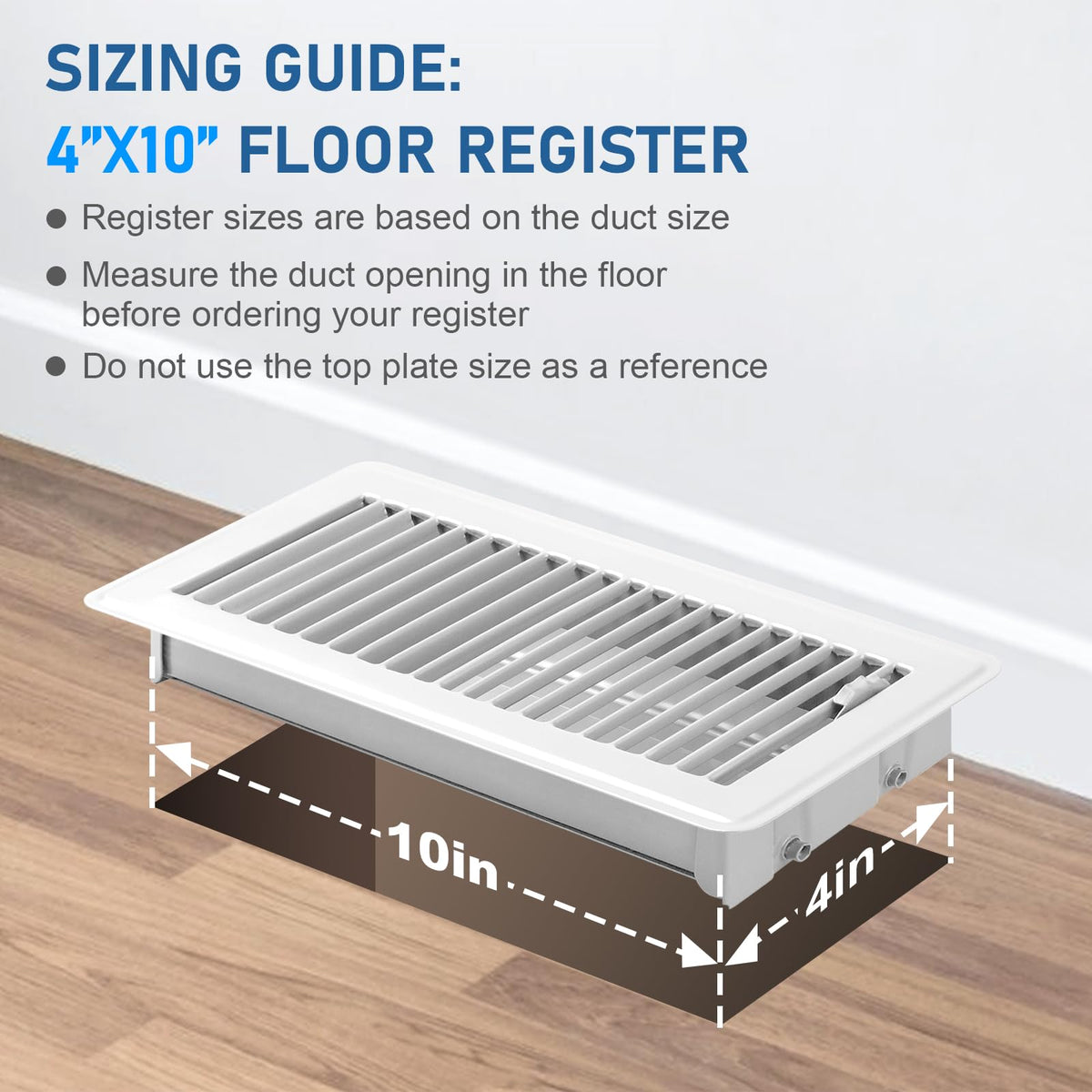 CASAJOY metal floor register with rust-proof white finish; durable for daily use.