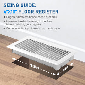 CASAJOY metal floor register with rust-proof white finish; durable for daily use.