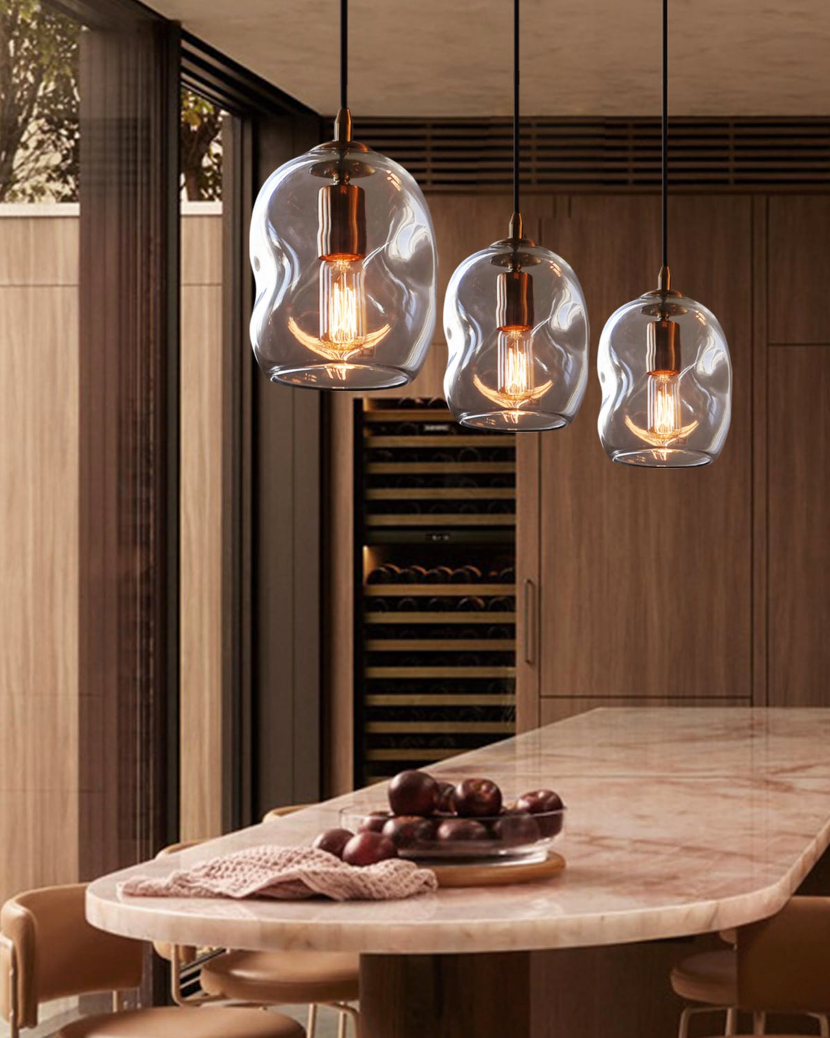 CASAMOTION pendant light with 60 inch cord for flexible hanging height.