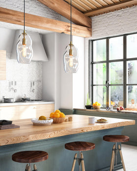 CASAMOTION kitchen island light above a counter, 12 inch height.