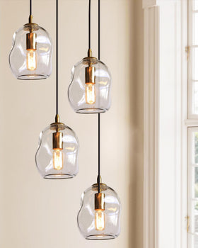 Glass shade of CASAMOTION pendant light with tilt-adjust mechanism